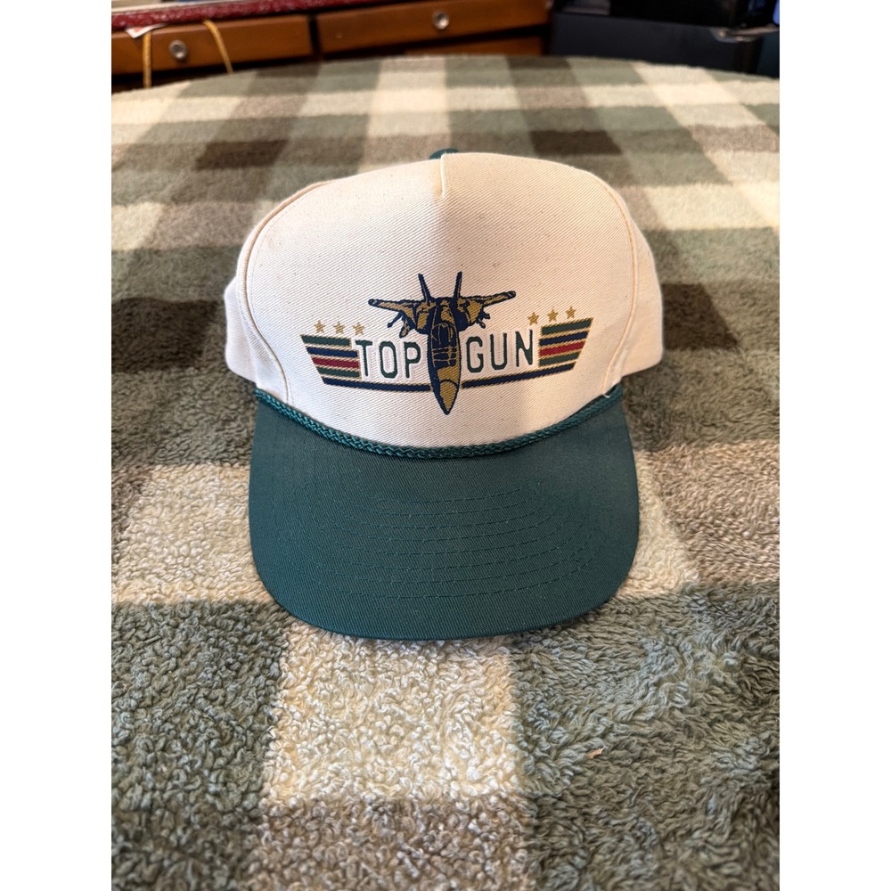 Mohr's Top Gun Vintage Style Snapback Trucker Hat Green White Fighter Jet Cap